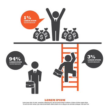 Infographic Template With  Businessman Climbing Ladder.