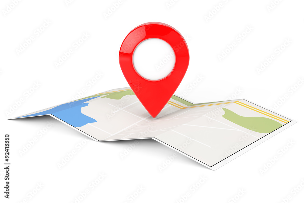 Leinwandbilder folded abstract navigation map with target pin