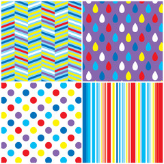 Seamless background chevron, striped, dots and spots set with colorful vector illustration.  EPS 10 & HI-RES JPG Included 