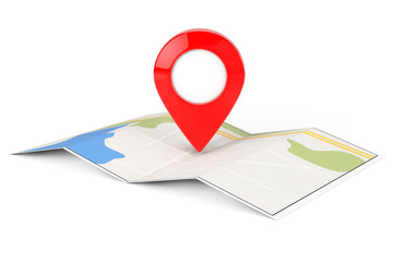 Folded Abstract Navigation Map with Target Pin