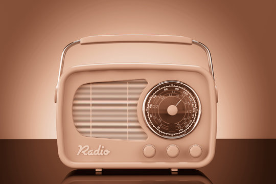 Old Style Photo. Vintage Radio on table