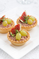tartlets with liver pate and fruit, top view