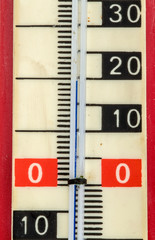 red plastic retro thermometer