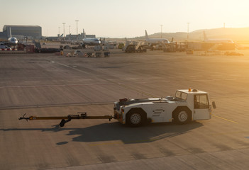 TUG Pushback tractor in the airport.