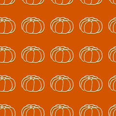 Seamless pattern of autumn pumpkins. Harvest of pumpkins.