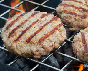 Burgers patties cooking