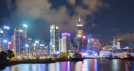 Fototapeta premium Victoria Harbor of Hong Kong City at night