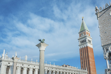 Fototapeta na wymiar The Campanile di San Marco in Venice, Italy.