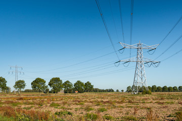 High voltage pylons with power lines