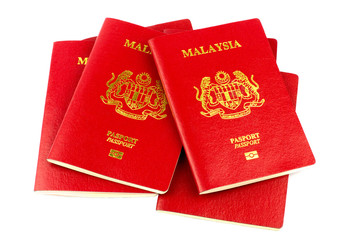 Malaysian Passports on White Background