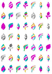 Set of abstract eco leaf icons, business logotype nature