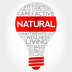 NATURAL bulb word cloud, health concept