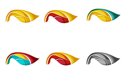 Set of abstract eco plant icons, business logotype nature green