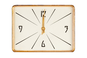 Vintage rectangle clock face showing twelve o'clock