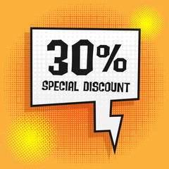 Talk in pop-art style with text Special Discount