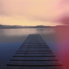 Jetty Lake Sunrise New Zealand Tranquil Rural Remote Concept