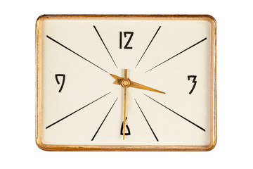 Vintage rectangle clockface showing half past three o'clock