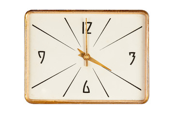 Vintage rectangle clockface showing four o'clock