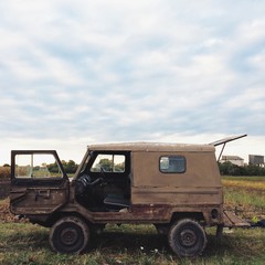 retro old car in the field