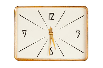 Vintage rectangle clockface showing half past five o'clock