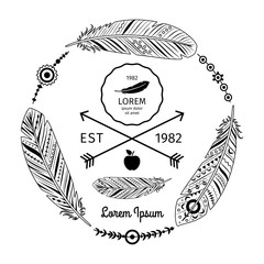 Ethnic feathers label