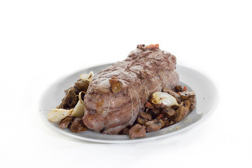 black boar roast on white background