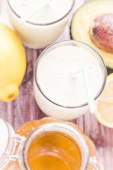 Yoghurt cocktail avocado lemon honey