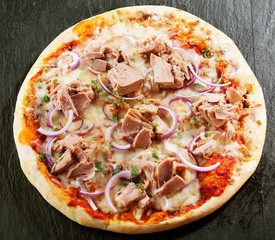 Seafood Italian pizza with tuna fillet