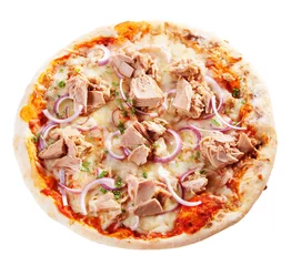 Cercles muraux Pizzeria Seafood pizza with tuna and mozzarella