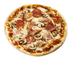 Flame grilled appetizing Italian pizza