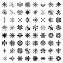 Big set of vector snowflakes (64 snowflakes)