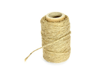 ramie natural rope isolated on the white background