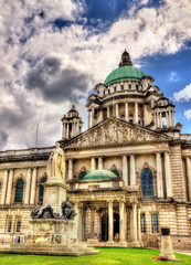 Queen Victoria Memorial and Belfast City Hall - Northern Ireland
