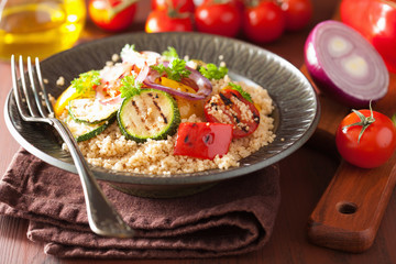healthy couscous salad with grilled tomato pepper zucchini onion