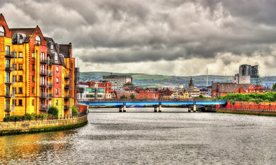 View of Belfast over the river Lagan - United Kingdom - obrazy, fototapety, plakaty