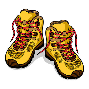 hiking boots isolate, color sketch, doodle. Vector illustration