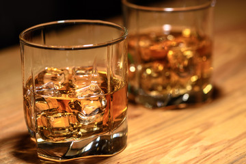 Wtill life of two whiskey glasses on the bar