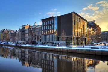 Fotobehang Anne Frank house and holocaust museum in Amsterdam, the Netherlands, on a sunny winter morning. HDR © dennisvdwater