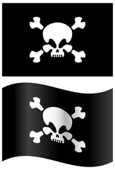 Jolly Roger, pirate flag illustration.