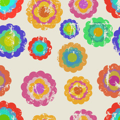 seamless retro flower pattern, vector illustration, tile size 200 mm,
