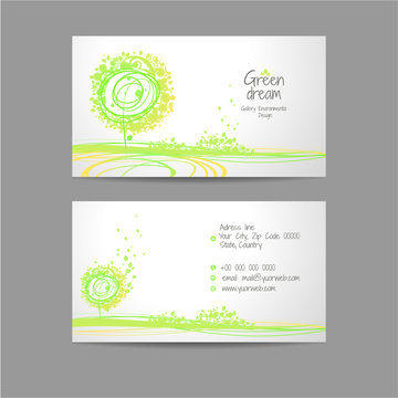 Green dising ornament card with icons of contacts