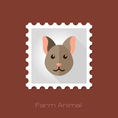 Cat flat stamp. Animal head vector illustration