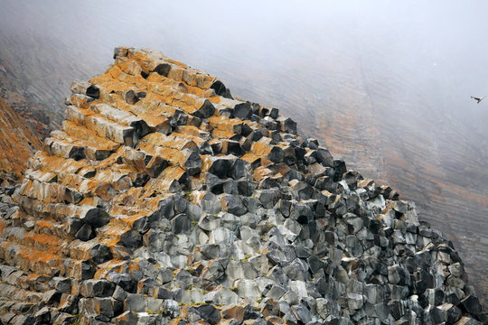 Arctic rocks background - basalt or touchstone formations 
 