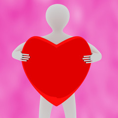 Figure holding red heart