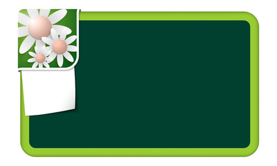 Abstract frame for your text with green corner and flowers