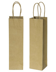 wine brown paper bag for bottles isolated on white
