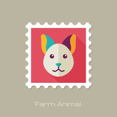 Cat flat stamp. Animal head vector illustration