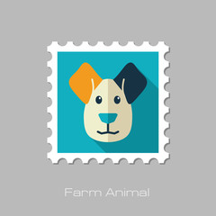 Dog flat stamp. Animal head vector illustration