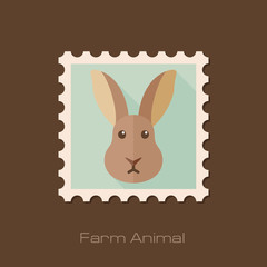 Rabbit flat stamp. Animal head vector illustration