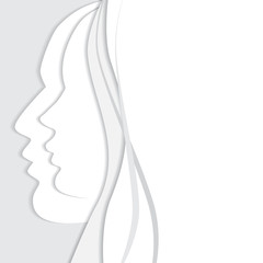 vector beautiful man and woman profiles